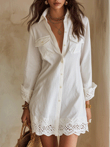 Anastasia | Eyelet-Trim Resort Shirt Dress
