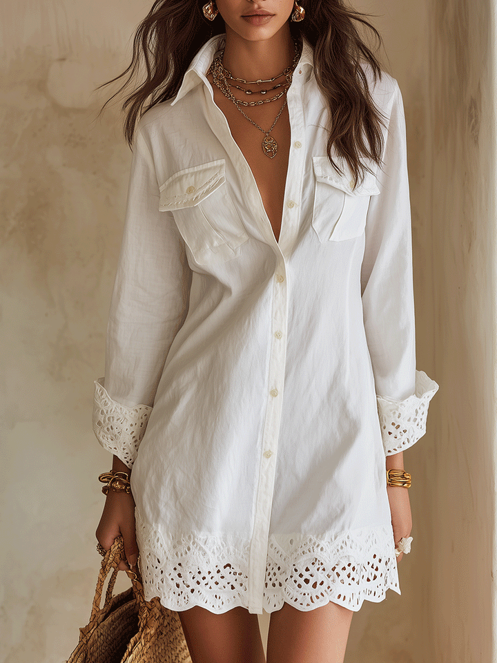 Anastasia | Eyelet-Trim Resort Shirt Dress