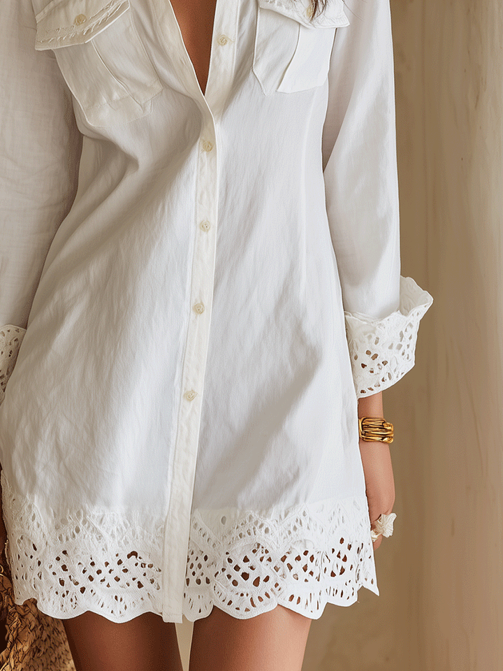 Anastasia | Eyelet-Trim Resort Shirt Dress