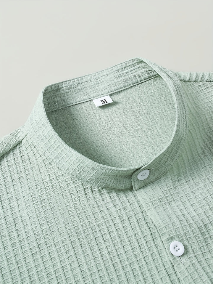 Byron | Men's Waffle Stand Collar Short Sleeve Shirt
