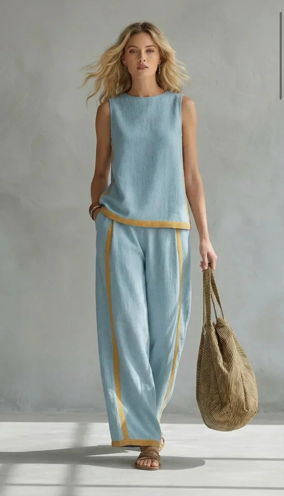 Elena | Contrast-Trim Two-Piece Set