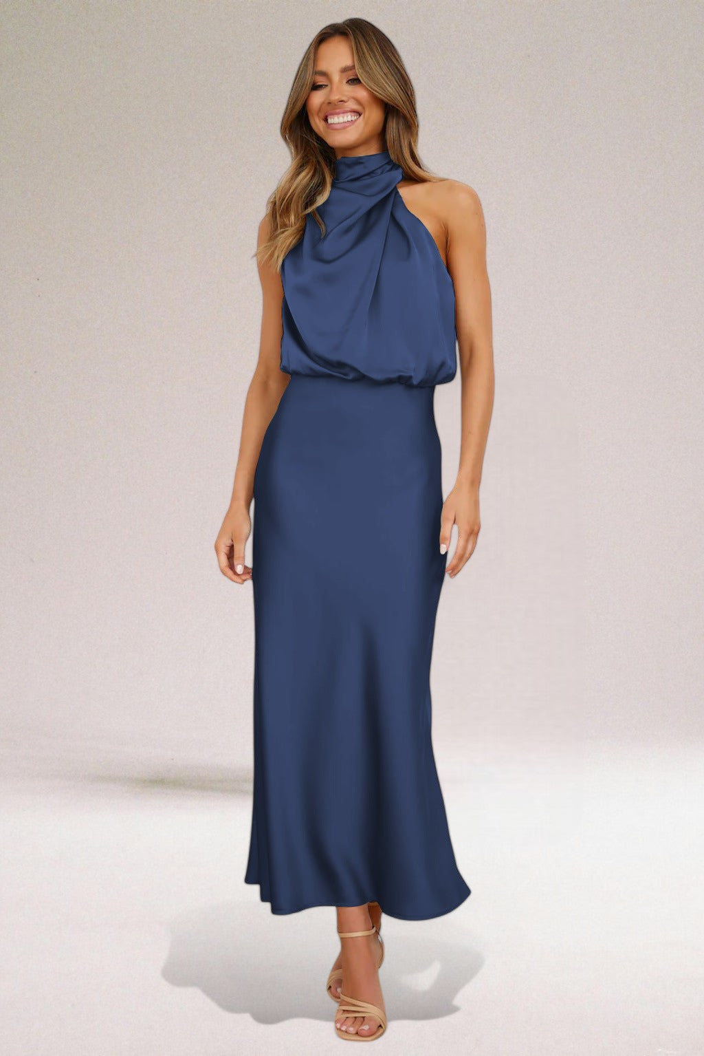 Seraphina | Draped Halter Evening Dress