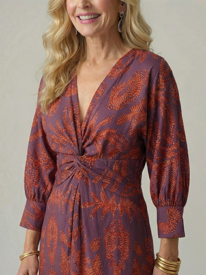 Corinna | Twist-Front Wrap Midi Dress