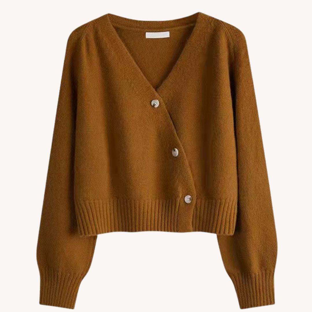 Millicent | Wrap-Front Buttoned Cropped Cardigan