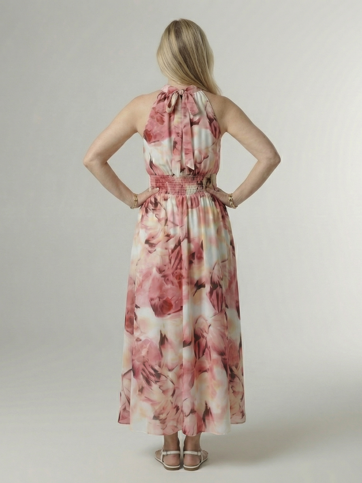 Marlene | Gathered Halter Midi Dress