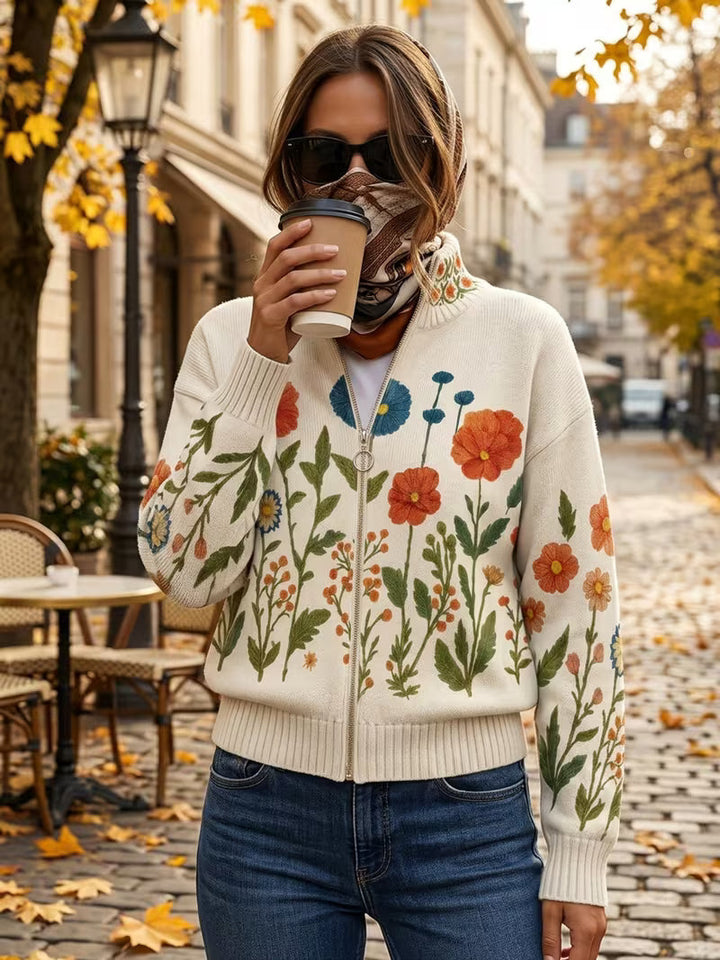 Rachel | Botanical Zip Cardigan