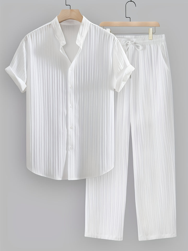 Felix | Men's Pleated Stand Collar Two-Piece Set