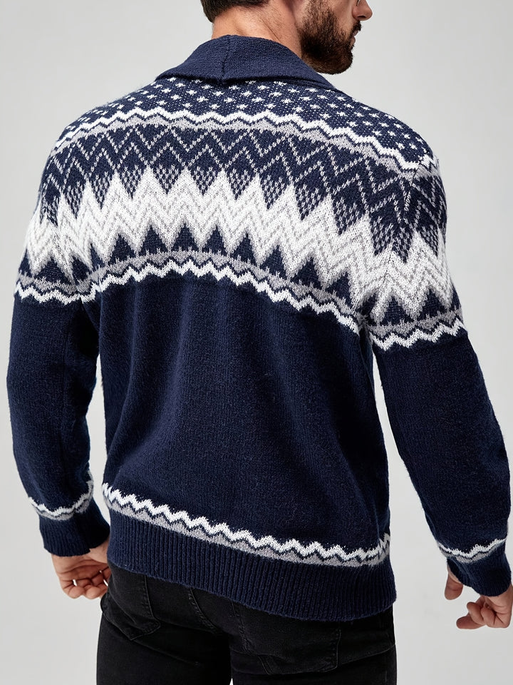 Silas | Nordic-Pattern Shawl Cardigan