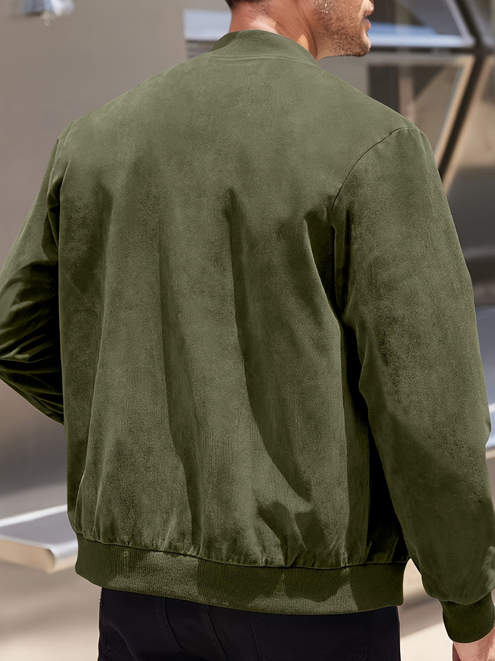 Flint | Men's Zip-Up Bomber Jacket with Stand Collar