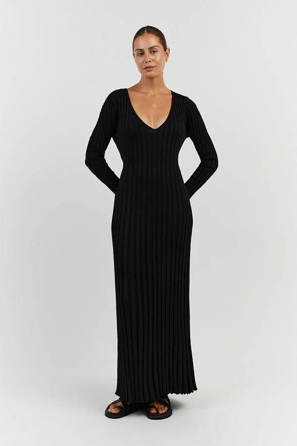 Freya | Elegant Ribbed Midi Dress