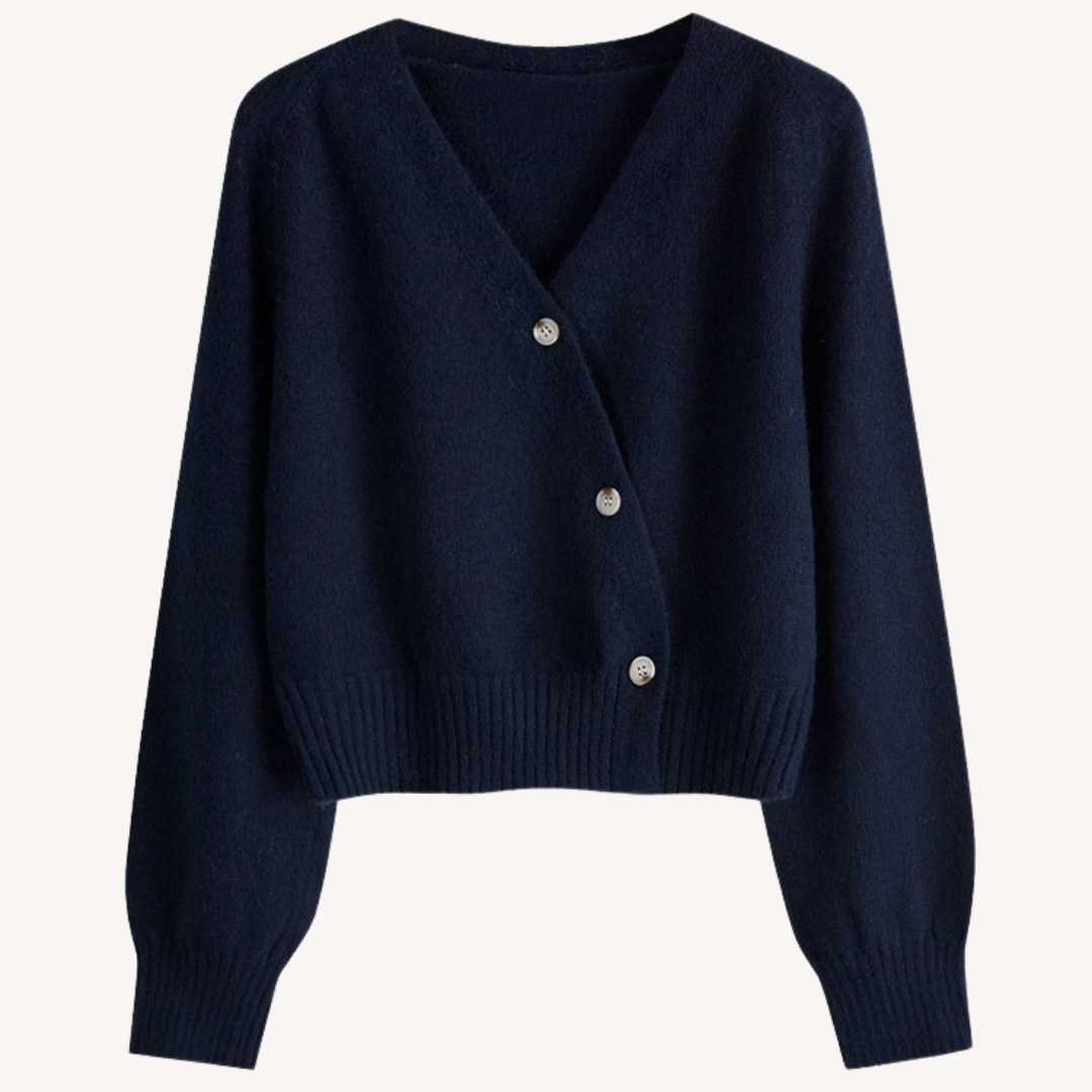 Millicent | Wrap-Front Buttoned Cropped Cardigan