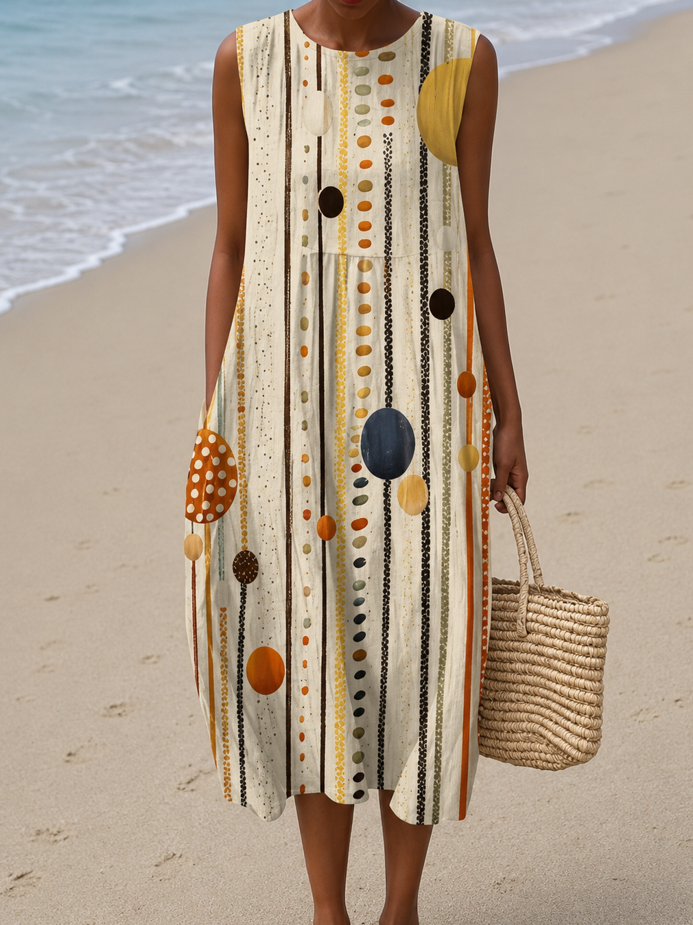 Adelia | Artful Sleeveless Midi Dress