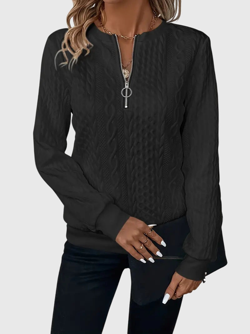 Romy | Textured Zip-Neck Sweater