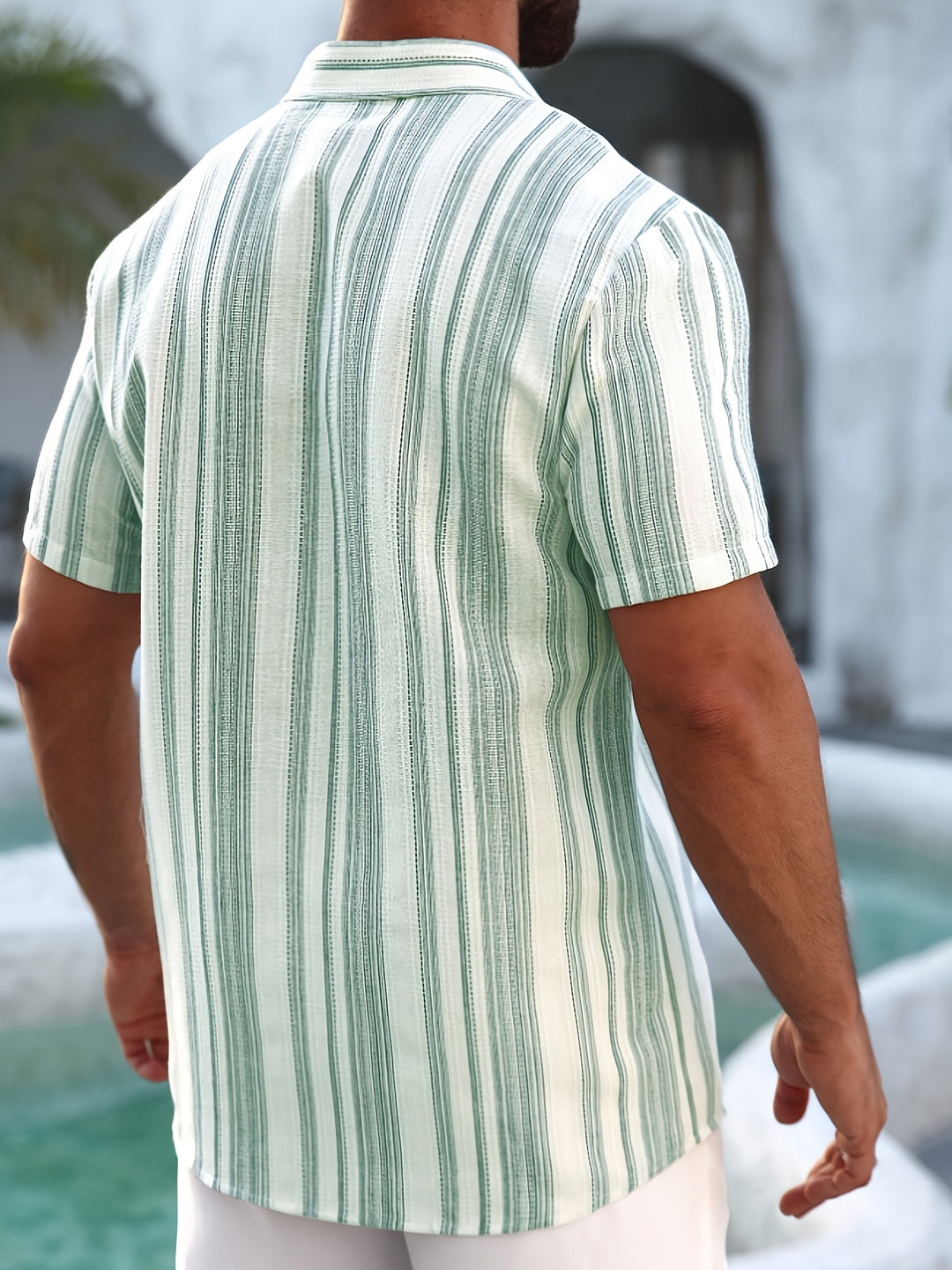 Mateo | Men's Open Collar Striped Short Sleeve Shirt