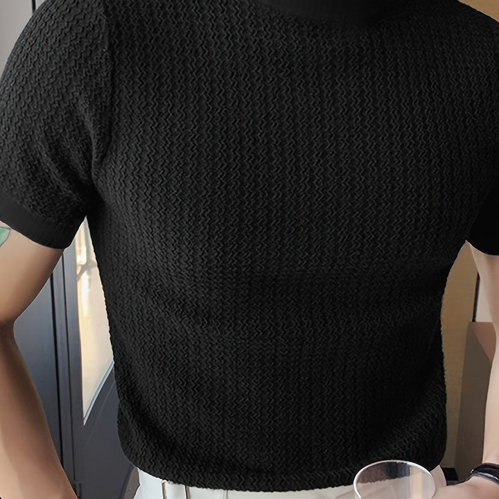 Kevin | Men's Ribbed Knit Mock Neck T-Shirt