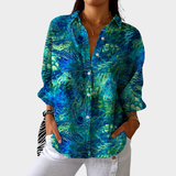 Emerald Tropical Leaf Blouse