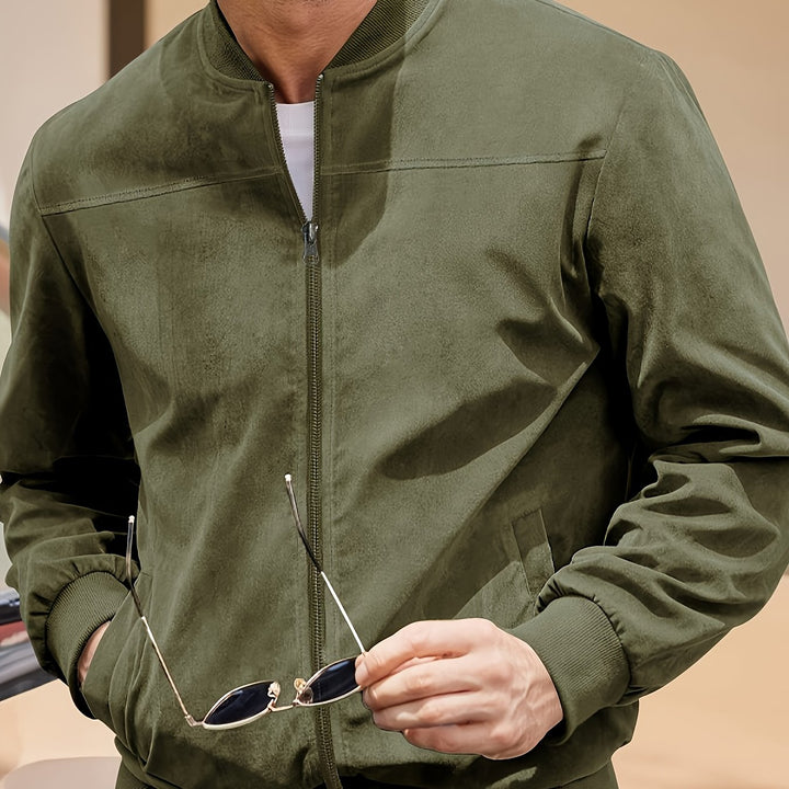 Flint | Men's Zip-Up Bomber Jacket with Stand Collar