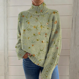 Delia | Embroidered Floral Turtleneck Sweater