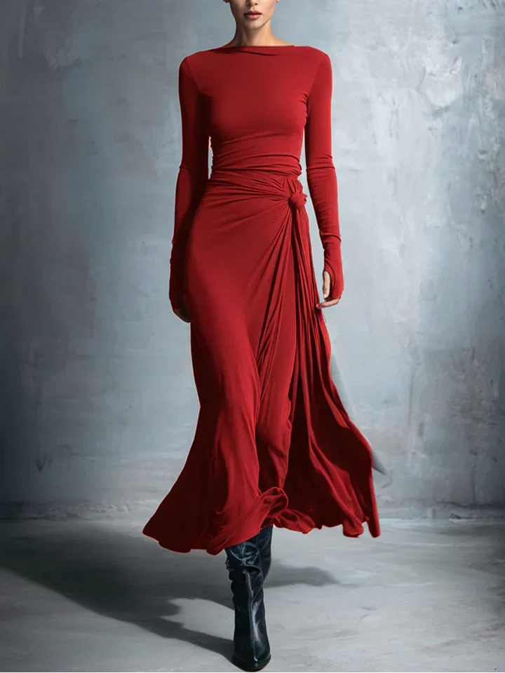 Lenora | Draped Side-Knot Maxi Dress