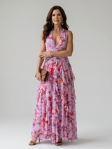 Lucille | Halter Neck Floral Maxi Dress