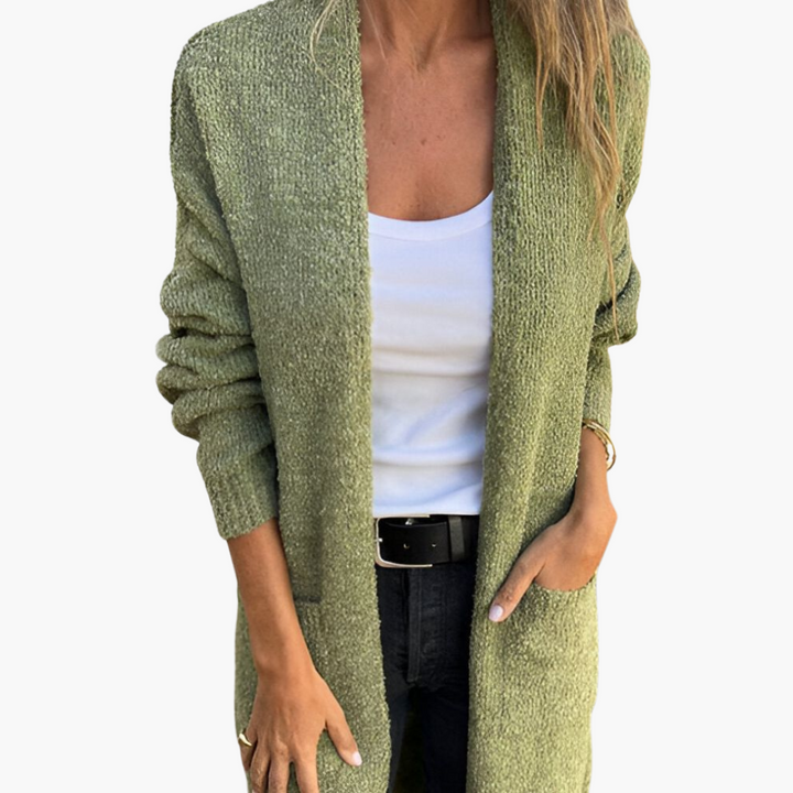 Renata | Long Open-Front Pocketed Cardigan