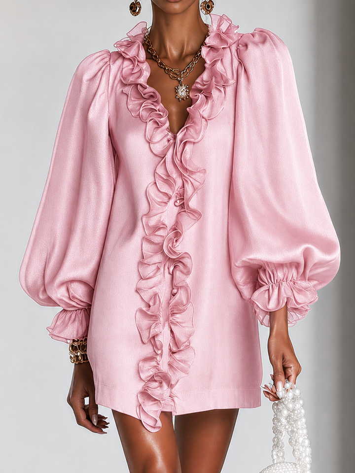Roxanne | Ruffled Puff-Sleeve Mini Dress