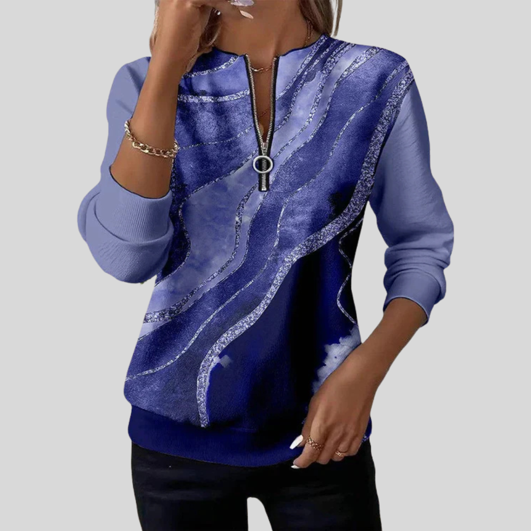 Verona | Artful Zip-Neck Sweatshirt