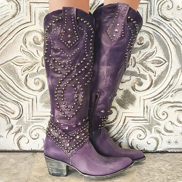 Sierra | Studded Tall Western Boots