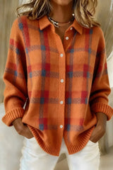 Deirdre | Plaid Button-Up Knit Cardigan