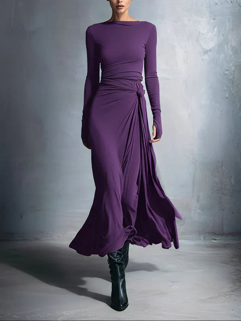 Lenora | Draped Side-Knot Maxi Dress
