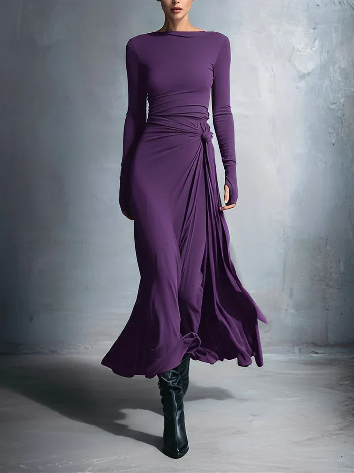 Lenora | Draped Side-Knot Maxi Dress