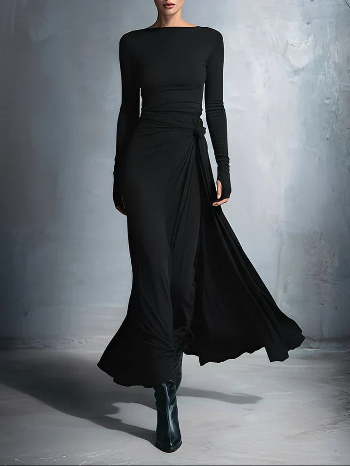 Lenora | Draped Side-Knot Maxi Dress