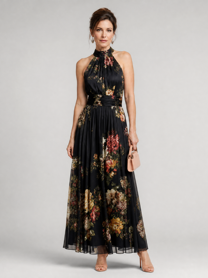 Evangeline | Floral Halter Neck Dress
