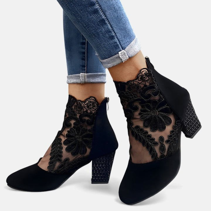 Corinthia | Lace-Detail Block Heels