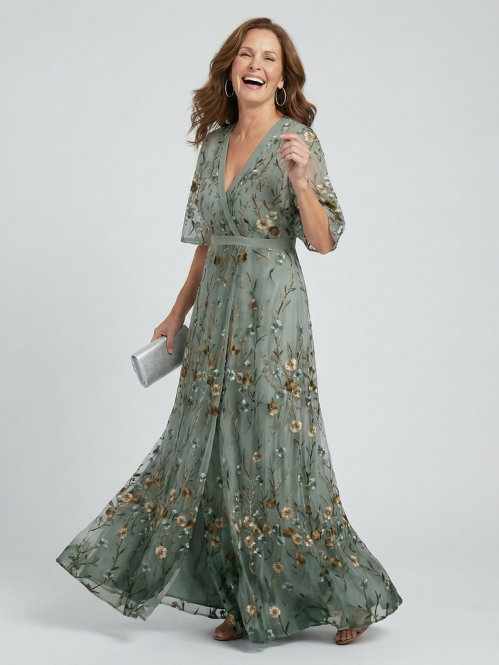 Amara | Floral V-Neck Maxi Dress