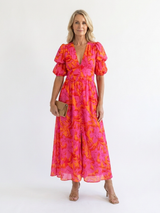 Adalyn | Floral Puff Sleeve Midi Dress