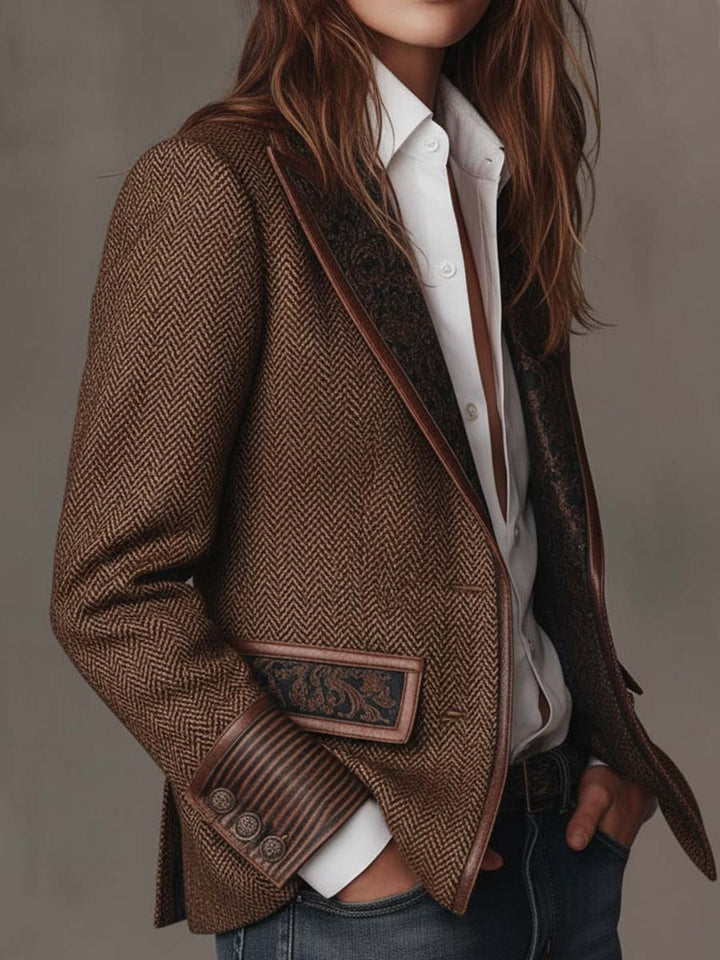 Rosaline | Herringbone Panel Blazer