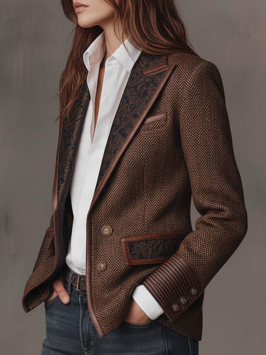 Rosaline | Herringbone Panel Blazer