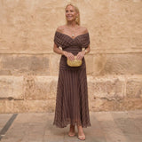 Vivian | Geometric Off-Shoulder Maxi Dress