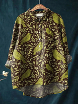 Barbara | Vintage Garden Bird Print Casual Shirt