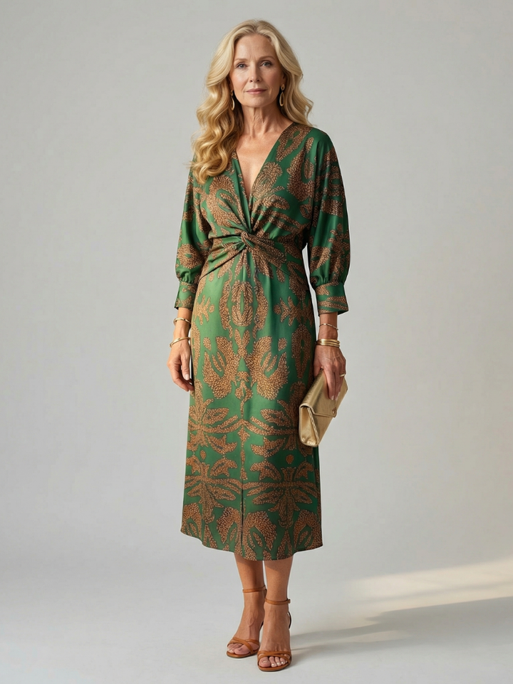 Corinna | Twist-Front Wrap Midi Dress