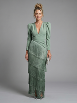 Elisabeth | Long-Sleeve Fringe Midi Dress