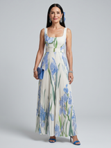 Georgia | Pleated Floral Square-Neck Maxi Dress