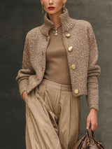Nadine | Textured Stand-Collar Jacket
