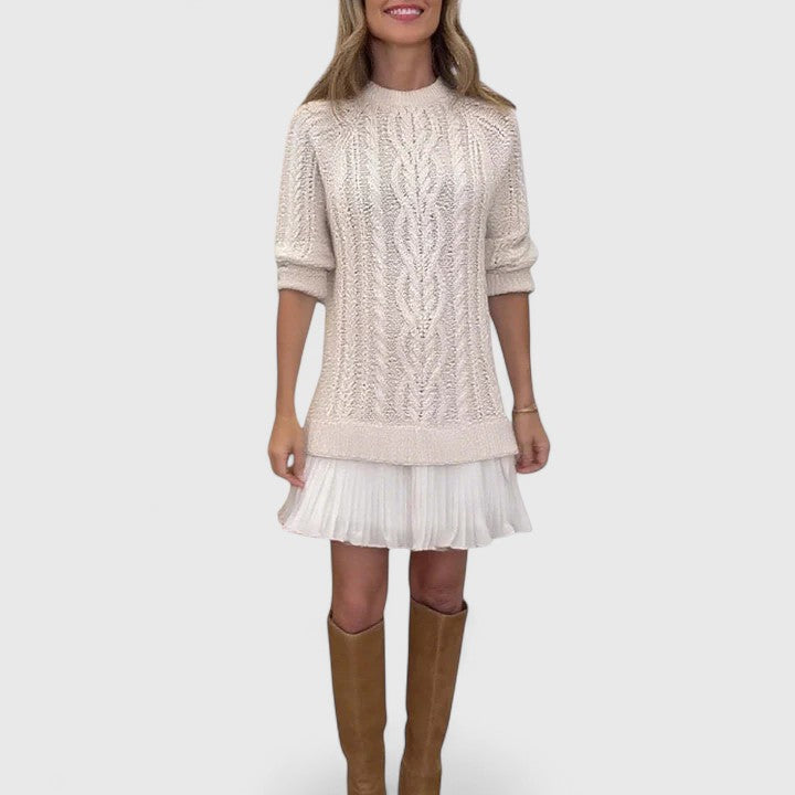 Verity | Cable-Knit Layered Sweater Dress