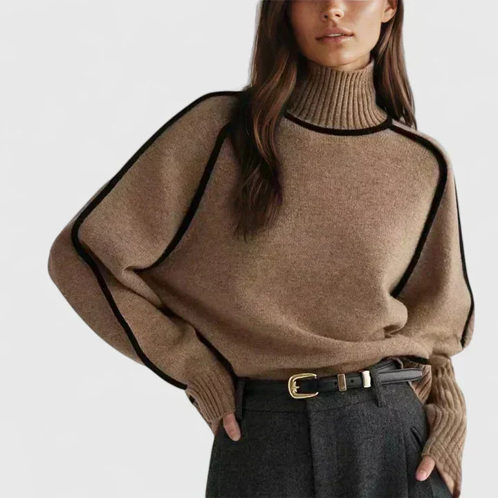 Heloise | Soft Piped Turtleneck Sweater