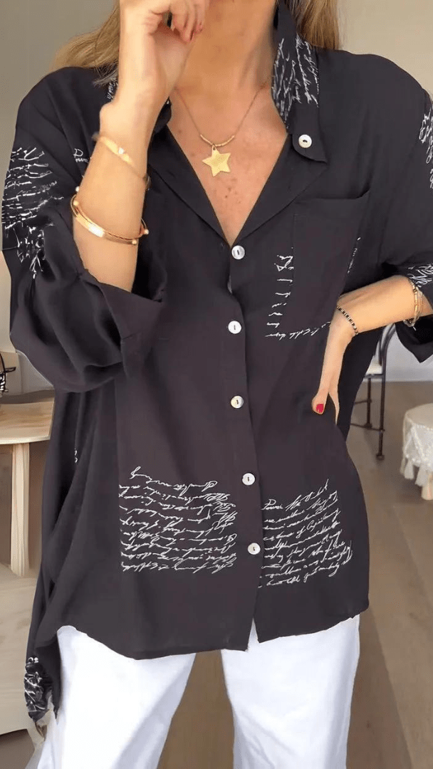 Sabine | Relaxed Script-Print Shirt