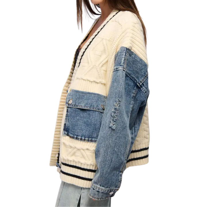 Marlene | Relaxed Patchwork Knit Cardigan