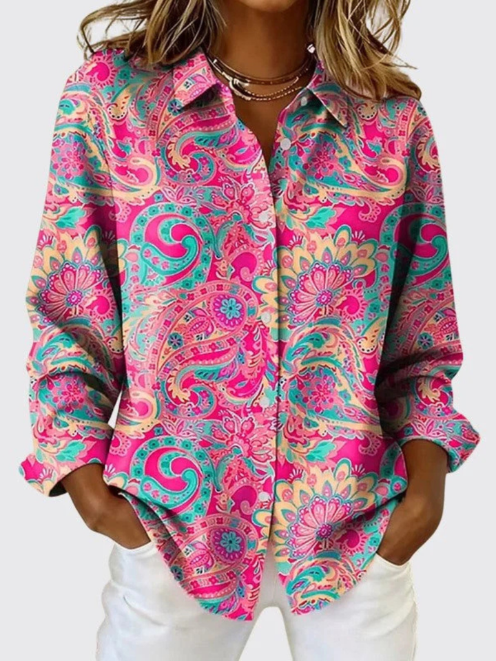 Deirdre | Paisley Print Button-Up Blouse