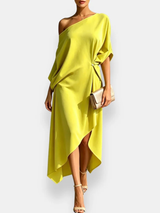 Vivien | Asymmetrical Draped Midi Dress